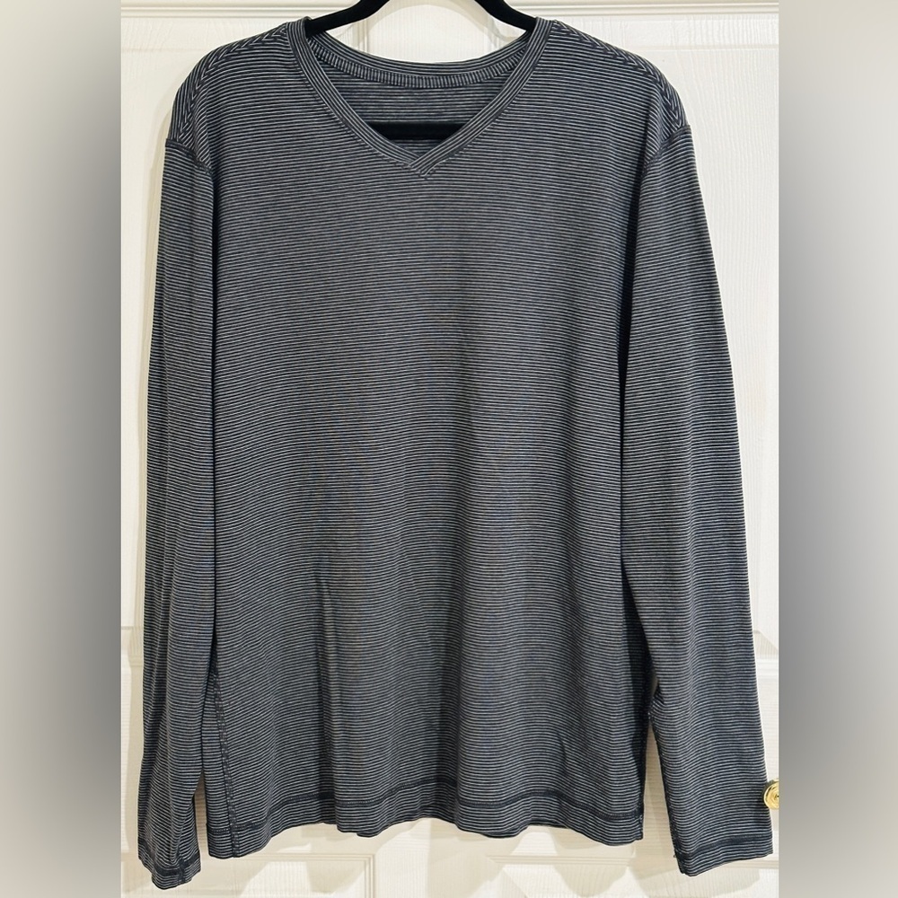 Lululemon Speed Long Sleeve Smallish Stripe Black Heathered Smooth Silver XL? - Picture 3 of 5